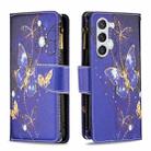 For Samsung Galaxy S23 5G Colored Drawing Pattern Zipper Leather Phone Case(Purple Butterfly) - 1