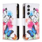 For Samsung Galaxy S23 5G Colored Drawing Pattern Zipper Leather Phone Case(Two Butterflies) - 1