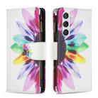 For Samsung Galaxy S23 5G Colored Drawing Pattern Zipper Leather Phone Case(Sun Flower) - 1