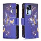 For Xiaomi 12T / 12T Pro / Redmi K50 Ultra Colored Drawing Pattern Zipper Leather Phone Case(Purple Butterfly) - 1