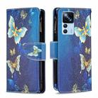 For Xiaomi 12T / 12T Pro / Redmi K50 Ultra Colored Drawing Pattern Zipper Leather Phone Case(Gold Butterfly) - 1