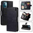 For iPhone 14 Litchi Texture 9 Card Tri-Fold Wallets Leather Phone Case(Black) - 1