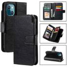 For iPhone 14 Plus Litchi Texture 9 Card Tri-Fold Wallets Leather Phone Case(Black) - 1