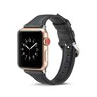 For Apple Watch 5/4 44mm & 3/2/1 42mm Thin Leather Watch Band(Black) - 1
