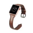 For Apple Watch 5/4 44mm & 3/2/1 42mm Thin Leather Watch Band(Dark Brown) - 4