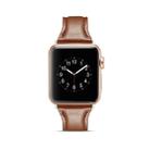 For Apple Watch 5/4 44mm & 3/2/1 42mm Thin Leather Watch Band(Dark Brown) - 5