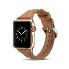 For Apple Watch 5/4 44mm & 3/2/1 42mm Thin Leather Watch Band(Brown) - 1