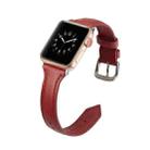 For Apple Watch 5/4 40mm & 3/2/1 38mm Thin Leather Watch Band(Red) - 4