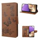 For Samsung Galaxy A23e / A23s Butterfly Embossed Horizontal Flip Leather Phone Case(Brown) - 1