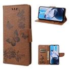 For Motorola Moto E22 / E22i Butterfly Embossed Horizontal Flip Leather Phone Case(Brown) - 1