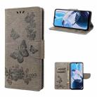 For Motorola Moto E22 / E22i Butterfly Embossed Horizontal Flip Leather Phone Case(Grey) - 1