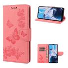 For Motorola Moto E22 / E22i Butterfly Embossed Horizontal Flip Leather Phone Case(Pink) - 1