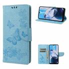 For Motorola Moto E22 / E22i Butterfly Embossed Horizontal Flip Leather Phone Case(Blue) - 1