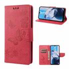 For Motorola Moto E22 / E22i Butterfly Embossed Horizontal Flip Leather Phone Case(Red) - 1