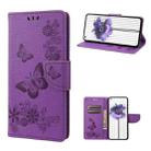 For Nothing Phone 1 Butterfly Embossed Horizontal Flip Leather Phone Case(Purple) - 1