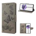 For Nothing Phone 1 Butterfly Embossed Horizontal Flip Leather Phone Case(Grey) - 1