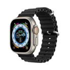 DUX DUCIS Sea Wave Silicone Watch Band For Apple Watch Series 8&7 45mm / SE 2&6&SE&5&4 44mm / 3&2&1 42mm(Black) - 1