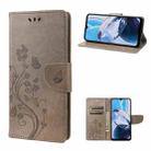 For Motorola Moto E22 / E22i Butterfly Flower Pattern Flip Leather Phone Case(Grey) - 1