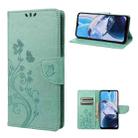 For Motorola Moto E22 / E22i Butterfly Flower Pattern Flip Leather Phone Case(Green) - 1