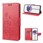 For Nothing Phone 1 Butterfly Flower Pattern Flip Leather Phone Case(Red) - 1