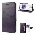 For Nothing Phone 1 Butterfly Flower Pattern Flip Leather Phone Case(Dark Purple) - 1