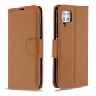 For Huawei P40 Lite Litchi Texture  Pure Color Horizontal Flip PU Leather Case with Holder & Card Slots & Wallet & Lanyard(Brown) - 1