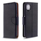 For Huawei P40 Lite Litchi Texture  Pure Color Horizontal Flip PU Leather Case with Holder & Card Slots & Wallet & Lanyard(Black) - 1