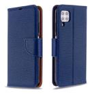 For Huawei P40 Lite Litchi Texture  Pure Color Horizontal Flip PU Leather Case with Holder & Card Slots & Wallet & Lanyard(Dark Blue) - 1