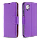 For Huawei P40 Lite Litchi Texture  Pure Color Horizontal Flip PU Leather Case with Holder & Card Slots & Wallet & Lanyard(Purple) - 1