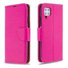 For Huawei P40 Lite Litchi Texture  Pure Color Horizontal Flip PU Leather Case with Holder & Card Slots & Wallet & Lanyard(Rose Red) - 1