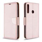 For Huawei P40 Lite E / Y7P Litchi Texture  Pure Color Horizontal Flip PU Leather Case with Holder & Card Slots & Wallet & Lanyard(Rose Gold) - 1