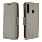 For Huawei P40 Lite E / Y7P Litchi Texture  Pure Color Horizontal Flip PU Leather Case with Holder & Card Slots & Wallet & Lanyard(Grey) - 1