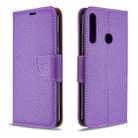 For Huawei P40 Lite E / Y7P Litchi Texture  Pure Color Horizontal Flip PU Leather Case with Holder & Card Slots & Wallet & Lanyard(Purple) - 1