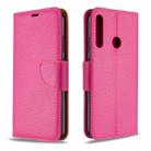 For Huawei P40 Lite E / Y7P Litchi Texture  Pure Color Horizontal Flip PU Leather Case with Holder & Card Slots & Wallet & Lanyard(Rose Red) - 1