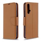 For Huawei Honor 20S Litchi Texture  Pure Color Horizontal Flip PU Leather Case with Holder & Card Slots & Wallet & Lanyard(Brown) - 1