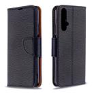 For Huawei Honor 20S Litchi Texture  Pure Color Horizontal Flip PU Leather Case with Holder & Card Slots & Wallet & Lanyard(Black) - 1