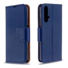 For Huawei Honor 20S Litchi Texture  Pure Color Horizontal Flip PU Leather Case with Holder & Card Slots & Wallet & Lanyard(Dark Blue) - 1