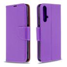 For Huawei Honor 20S Litchi Texture  Pure Color Horizontal Flip PU Leather Case with Holder & Card Slots & Wallet & Lanyard(Purple) - 1