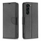 For Samsung Galaxy S23+ 5G Litchi Texture Pure Color Leather Phone Case(Black) - 1