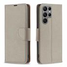 For Samsung Galaxy S23 Ultra 5G Litchi Texture Pure Color Leather Phone Case(Grey) - 1