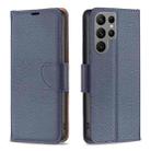 For Samsung Galaxy S23 Ultra 5G Litchi Texture Pure Color Leather Phone Case(Blue) - 1