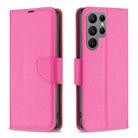 For Samsung Galaxy S23 Ultra 5G Litchi Texture Pure Color Leather Phone Case(Rose Red) - 1