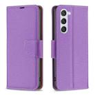 For Samsung Galaxy S23 5G Litchi Texture Pure Color Leather Phone Case(Purple) - 1