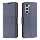 For Samsung Galaxy S23 5G Litchi Texture Pure Color Leather Phone Case(Blue) - 1