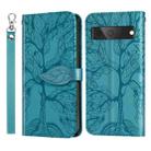 For Google Pixel 7 Life Tree Embossing Pattern Horizontal Flip Leather Phone Case(Blue) - 1