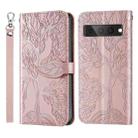 For Google Pixel 7 Pro Life Tree Embossing Pattern Horizontal Flip Leather Phone Case(Rose Gold) - 1