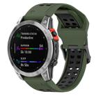 For Garmin Descent G1 / Coros Vertix 22mm Quick Release Double Row Silicone Watch Band(Army Green Black) - 1