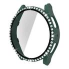 For Samsung Galaxy Watch5 40mm Single Row Diamond PC+Tempered Glass Watch Case(Dark Green) - 1