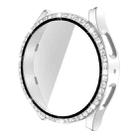 For Samsung Galaxy Watch5 40mm Single Row Diamond PC+Tempered Glass Watch Case(Silver) - 1