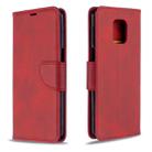 For Xiaomi Redmi Note 9S / Note 9 Pro / Note 9 Pro Max Retro Lambskin Texture Pure Color Horizontal Flip PU Leather Case with Holder & Card Slots & Wallet & Lanyard(Red) - 1